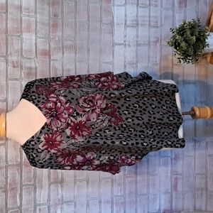 Leopard and Floral Knit Top | Size "S"